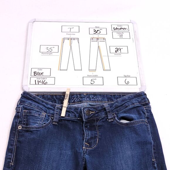 Old Navy Rock Star Casual Button Medium Wash Denim Jeans Womens Size 6 Blue - Picture 10 of 10